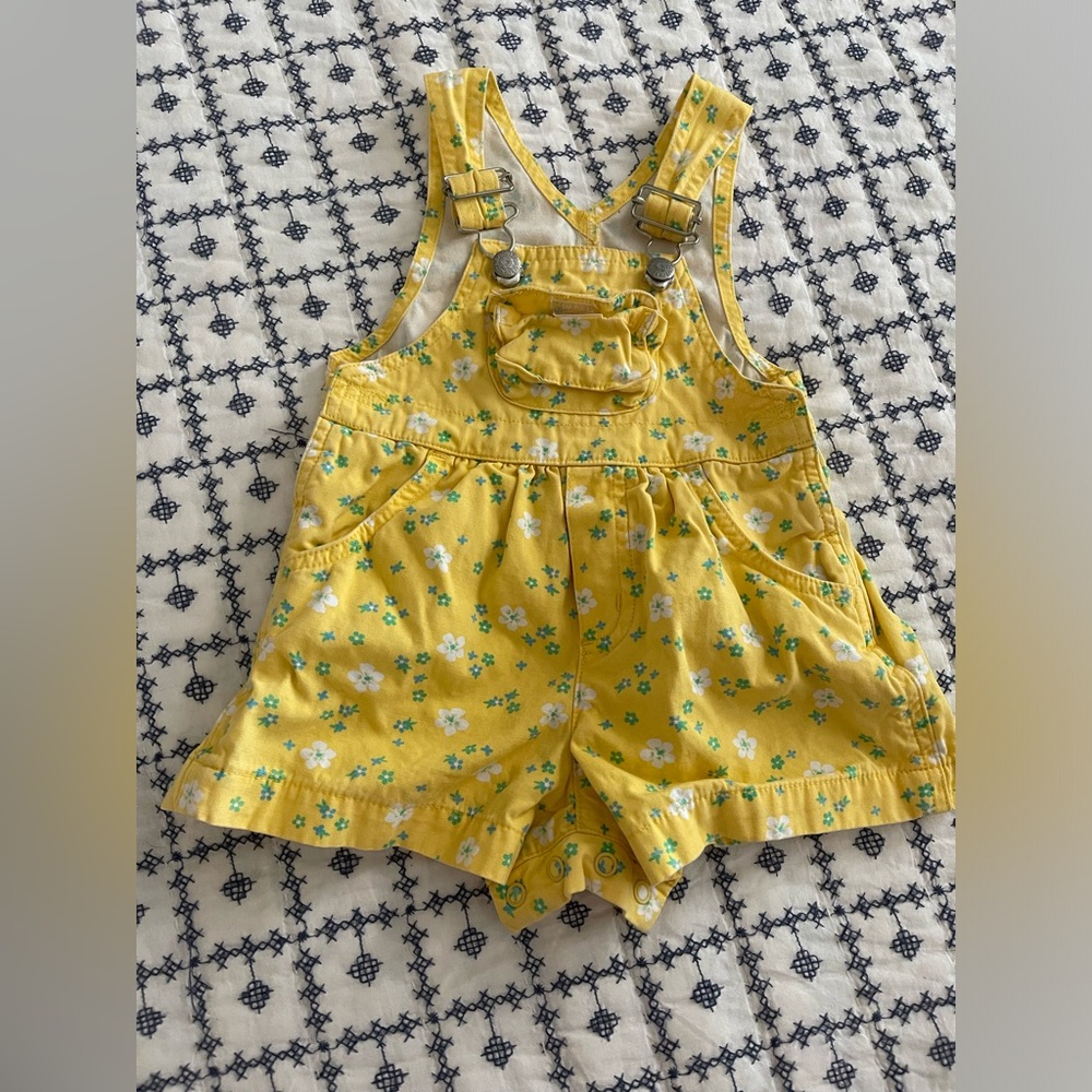 Vintage Y2K yellow floral overalls